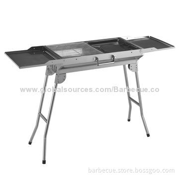 Foldable Charcoal Barbecue Grill, Charcoal Fuel, Made of Stainless Steel, Fire Pan Measures 44x28cm